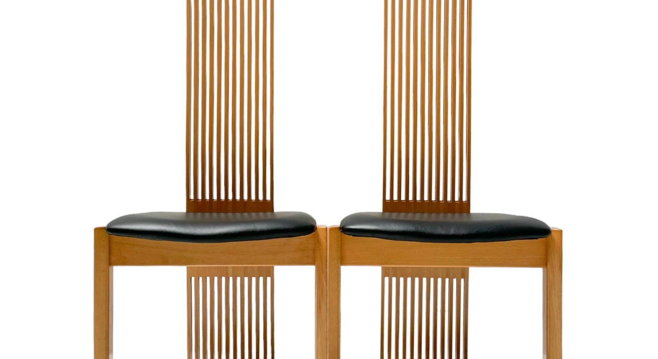 Post-Modern Slatted High Back Dining Room Chairs by Pietro Costantini, 1980s